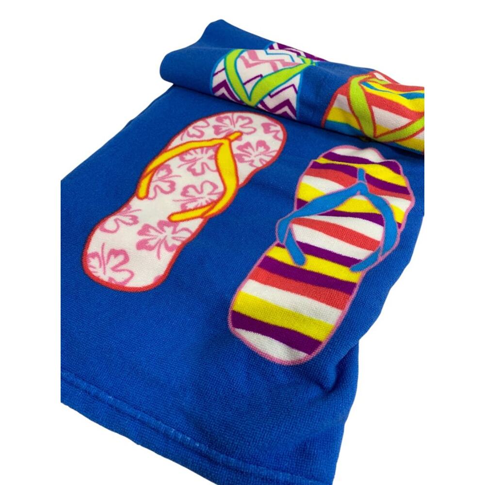 Northpoint Home Collection Beach Towel Blue Flip Flop Design 29 x 56"
